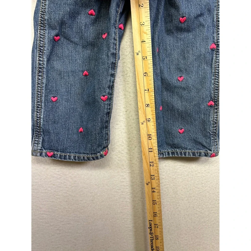 Valentine Heart OshKosh B'gosh Toddler 2T Blue Pink Embroidered Denim Overalls